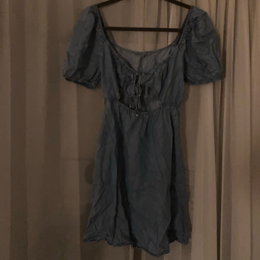 Blue Puff Sleeve Dress